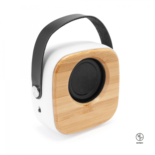 Alesso Bluetooth-Lautsprecher wireless mit ABS-Gehäuse, natürlicher Bambusfront und sichtbarem Kegel